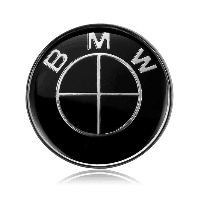 BMW 7PC Hood Truck Wheel Steering Emblem Black
