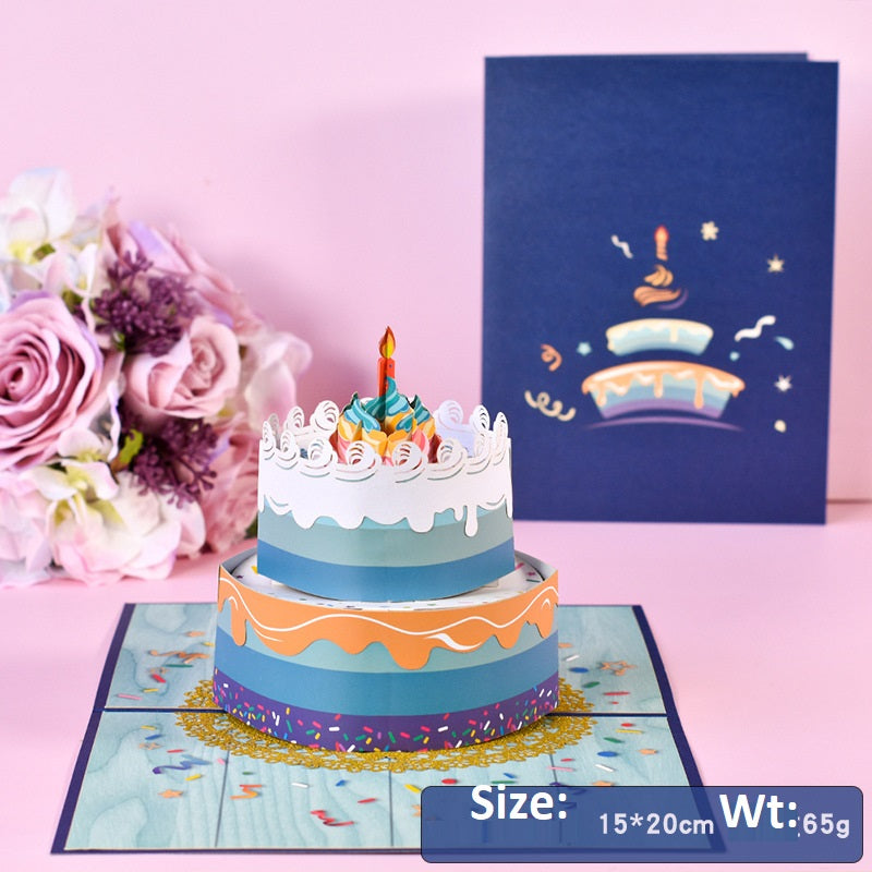 3D Pop Up Greeting Card Happy Birthday Cake