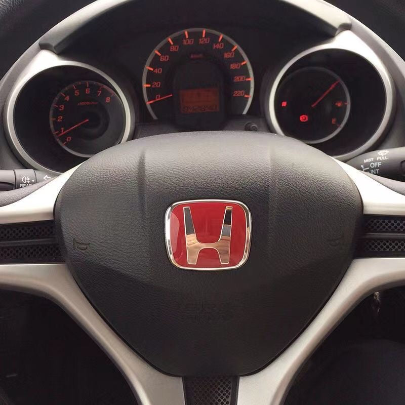 Honda Steering Wheel Emblem 50*40mm For Accord JDM LOGO Badge Nameplate Red