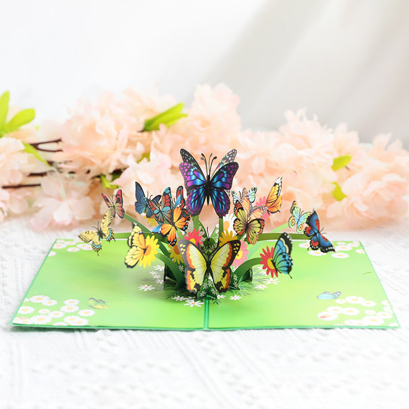 3D Pop Up Greeting Card Flower Floral Butterfly Holiday Anniversary