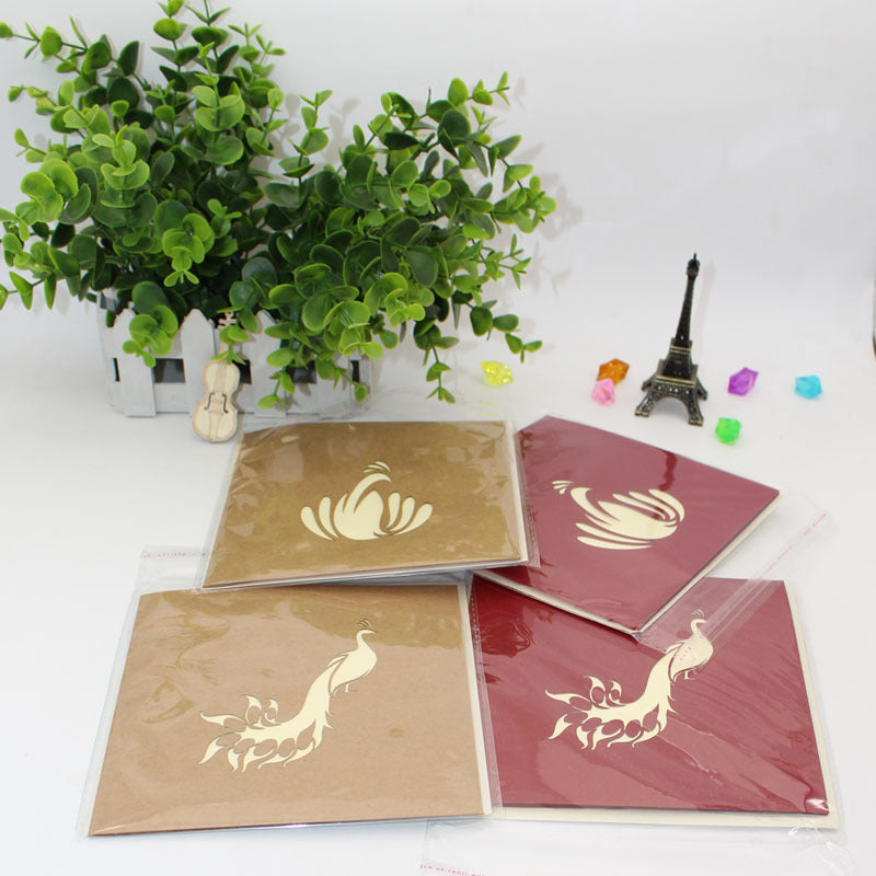 3D Pop Up Greeting Card Peacock Beautiful Holiday Anniversary