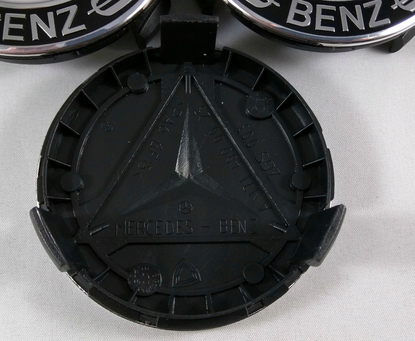 Mercedes-Benz 4PCs Rim Center Hub Wheel Caps Cover AMG Dark Blue Chrome Logo Emblem 75mm 2.95" inch