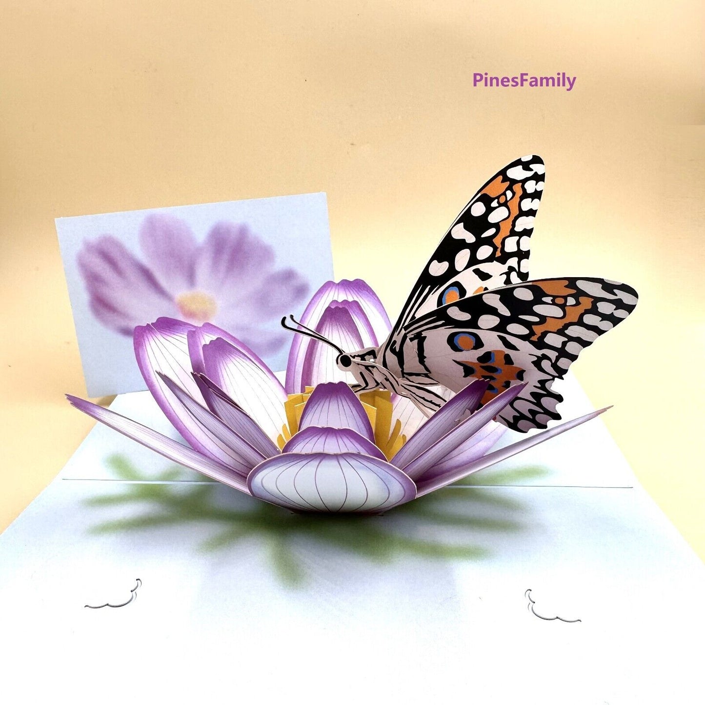 3D Pop Up Greeting Card Flower & Butterfly Holiday Anniversary