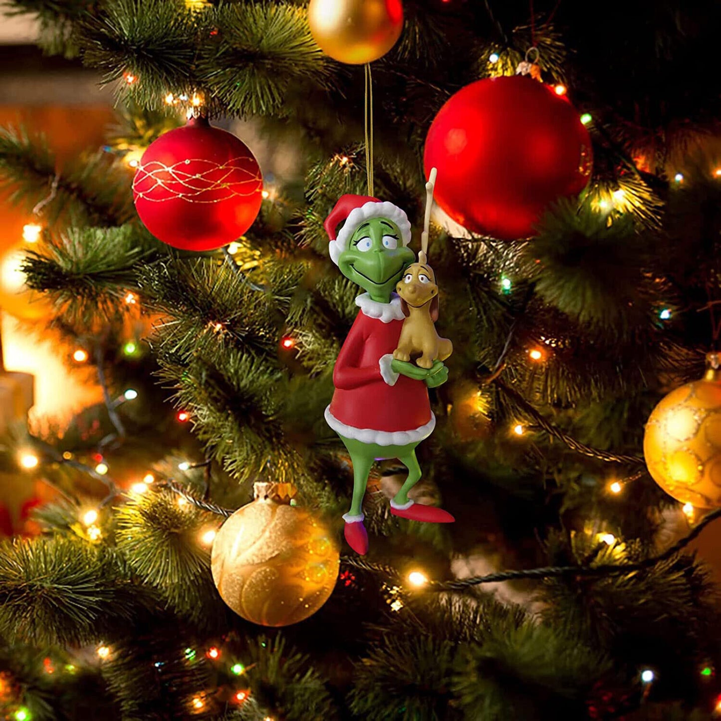 Merry Christmas Grinch Ornaments Xmas Tree Hanging Figure Pendant Home Decoration