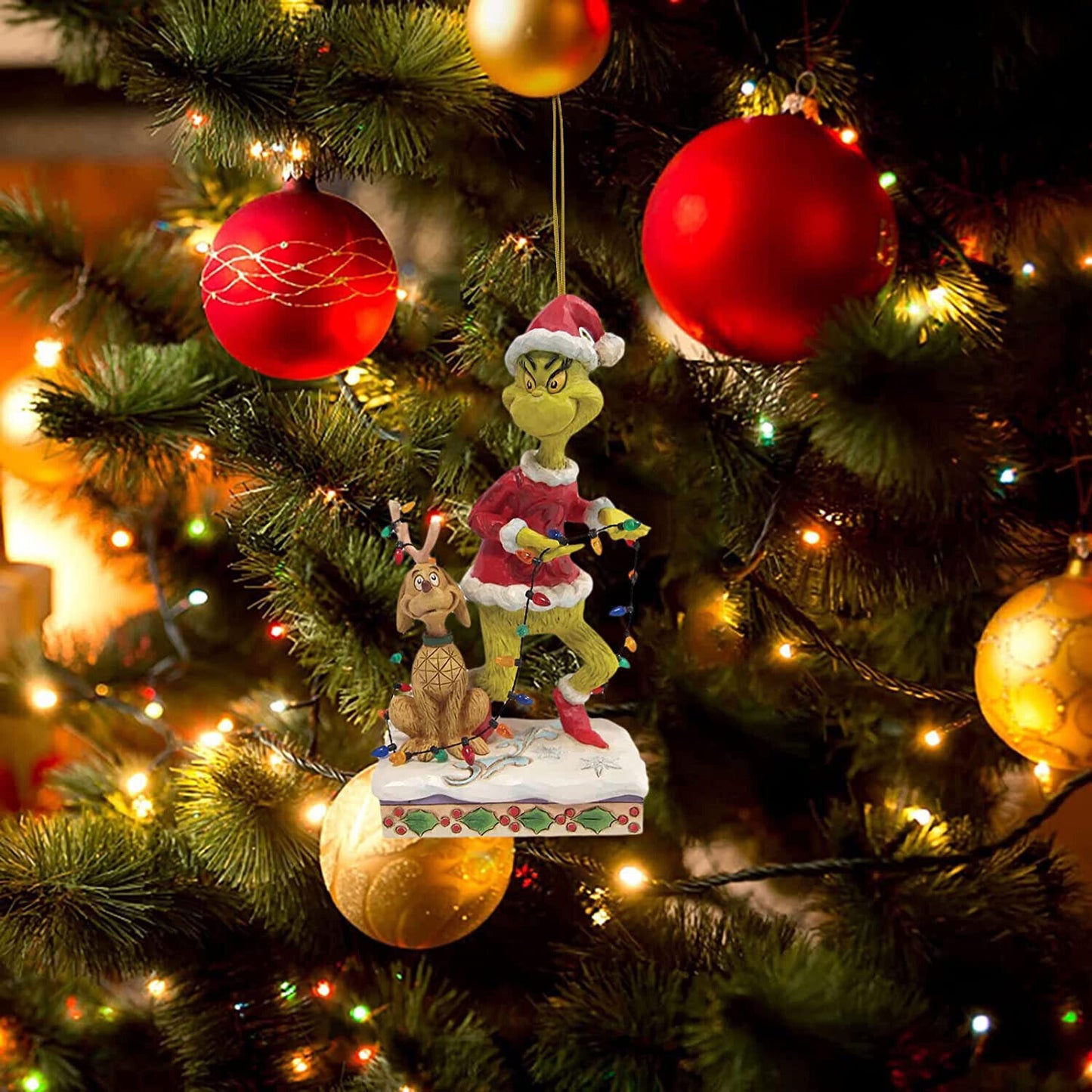 Merry Christmas Grinch Ornaments Xmas Tree Hanging Figure Pendant Home Decoration