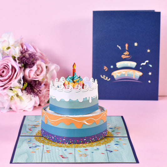 3D Pop Up Greeting Card Happy Birthday Cake