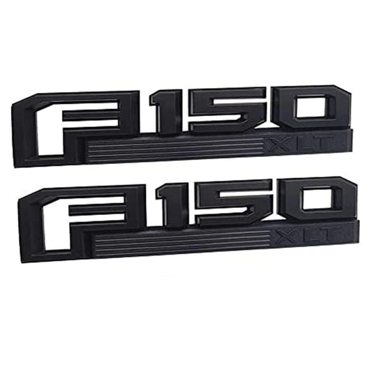 2PCS Side Fender Emblems for F-150 Raised XLT Letter Badge Black Decal 2015-2020