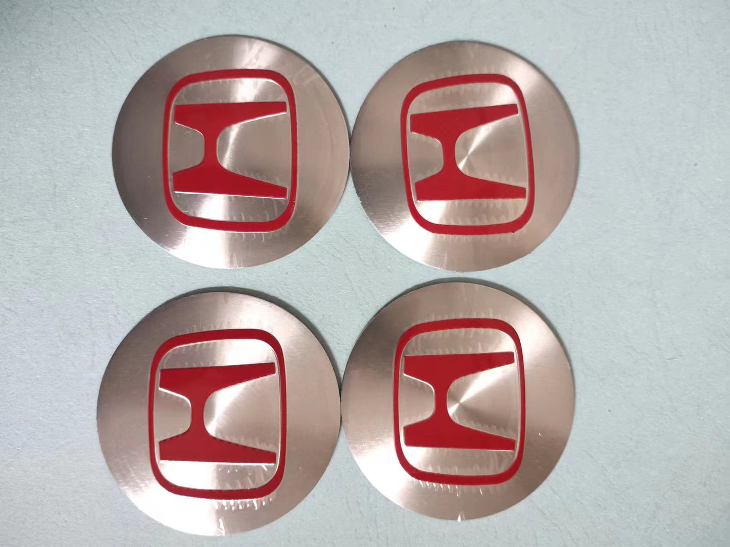 Honda 4PCs Rim Center Hub Wheel Caps Aluminum Sticker Chrome Red Black Logo Emblem 56mm 2.2" inch