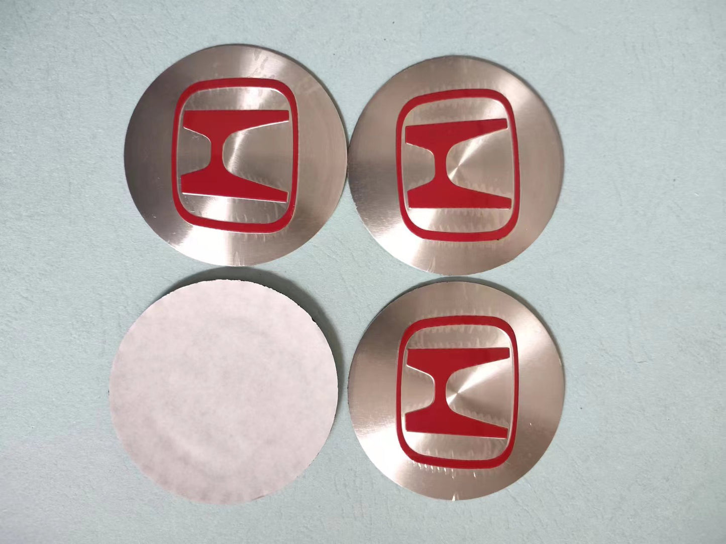 Honda 4PCs Rim Center Hub Wheel Caps Aluminum Sticker Chrome Red Black Logo Emblem 56mm 2.2" inch