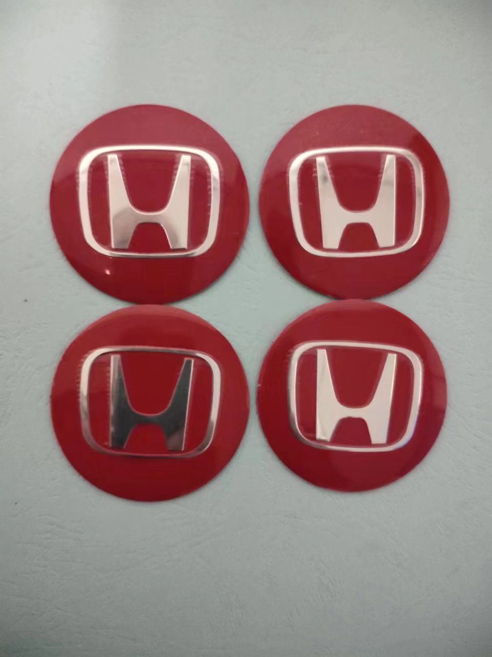 Honda 4PCs Rim Center Hub Wheel Caps Aluminum Sticker Chrome Red Black Logo Emblem 56mm 2.2" inch