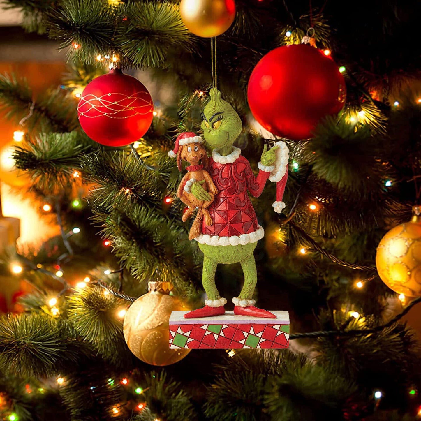 Merry Christmas Grinch Ornaments Xmas Tree Hanging Figure Pendant Home Decoration