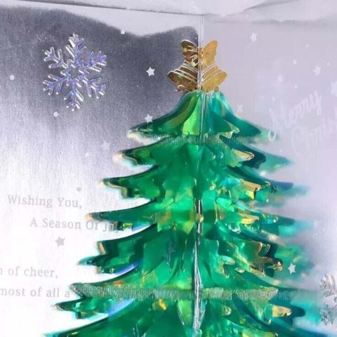 Christmas Tree 3D Pop Up Card Xmas Sparkling Holiday Greeting Card Gifts New Year