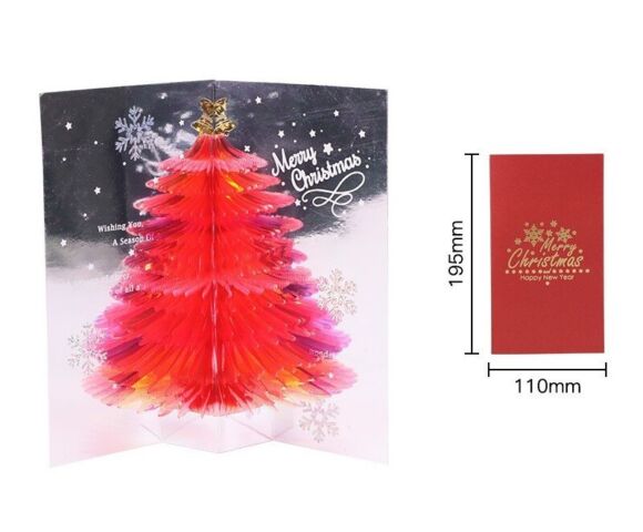 Christmas Tree 3D Pop Up Card Xmas Sparkling Holiday Greeting Card Gifts New Year