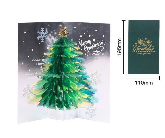 Christmas Tree 3D Pop Up Card Xmas Sparkling Holiday Greeting Card Gifts New Year