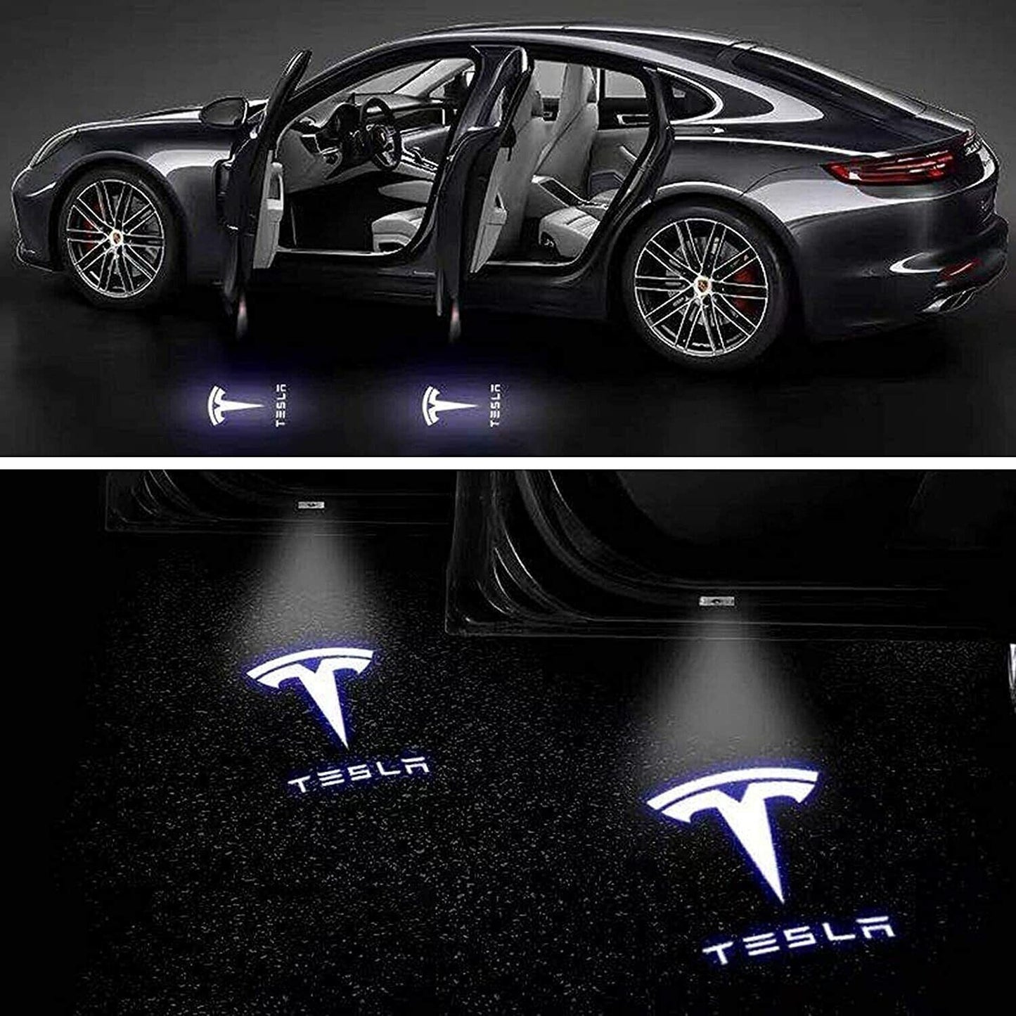 For Tesla Laser Door Logo Lights Ghost Shadow Projector Car Courtesy Welcome Light