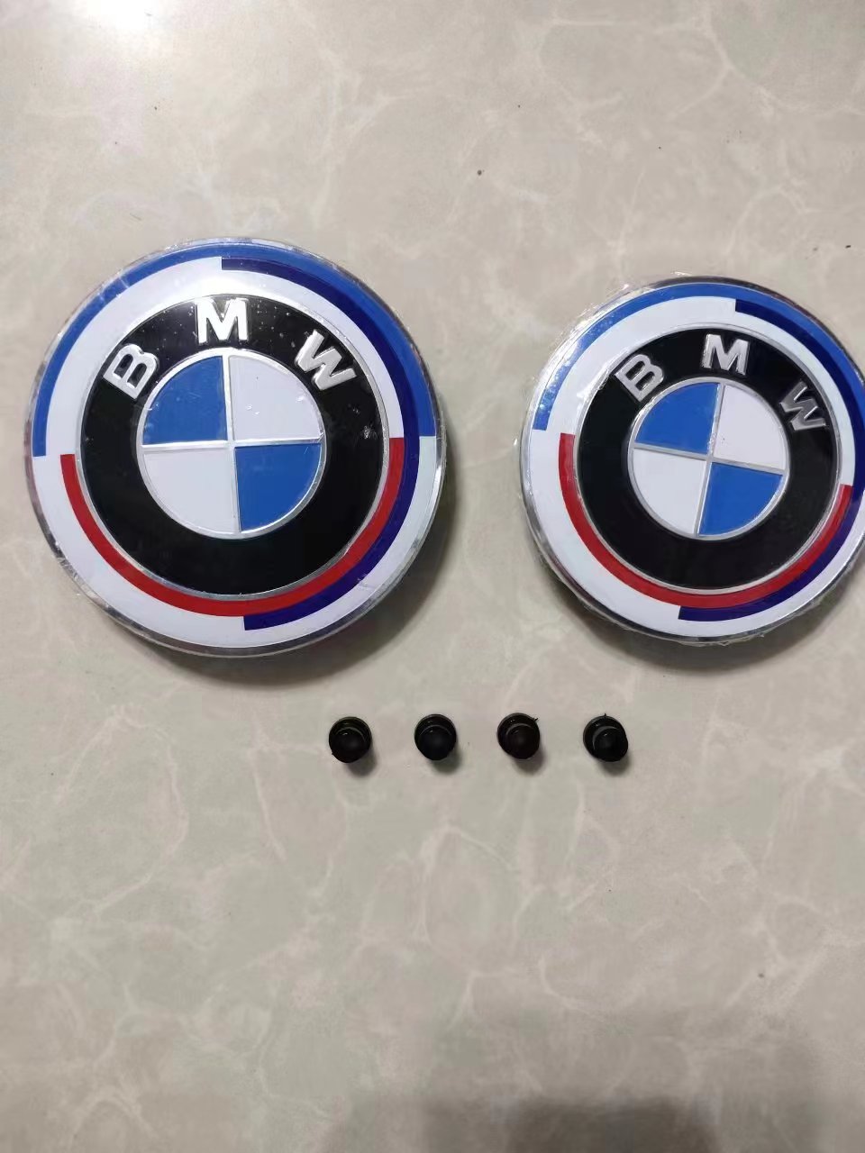 BMW 2PCS Front Hood Rear Trunk Emblem 50ths Anniversary (82mm & 74mm)