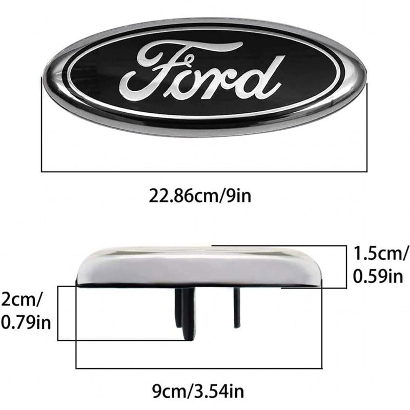 FORD 9" inch Front Grill Emblem & Tailgate LOGO For F150 F250 F350 Oval 3M Adhesive Badge Nameplate