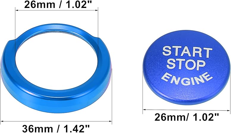 For BMW 1 2 3 4 Series Red Blue Car Engine Start Stop Button Cap w Ring Kit