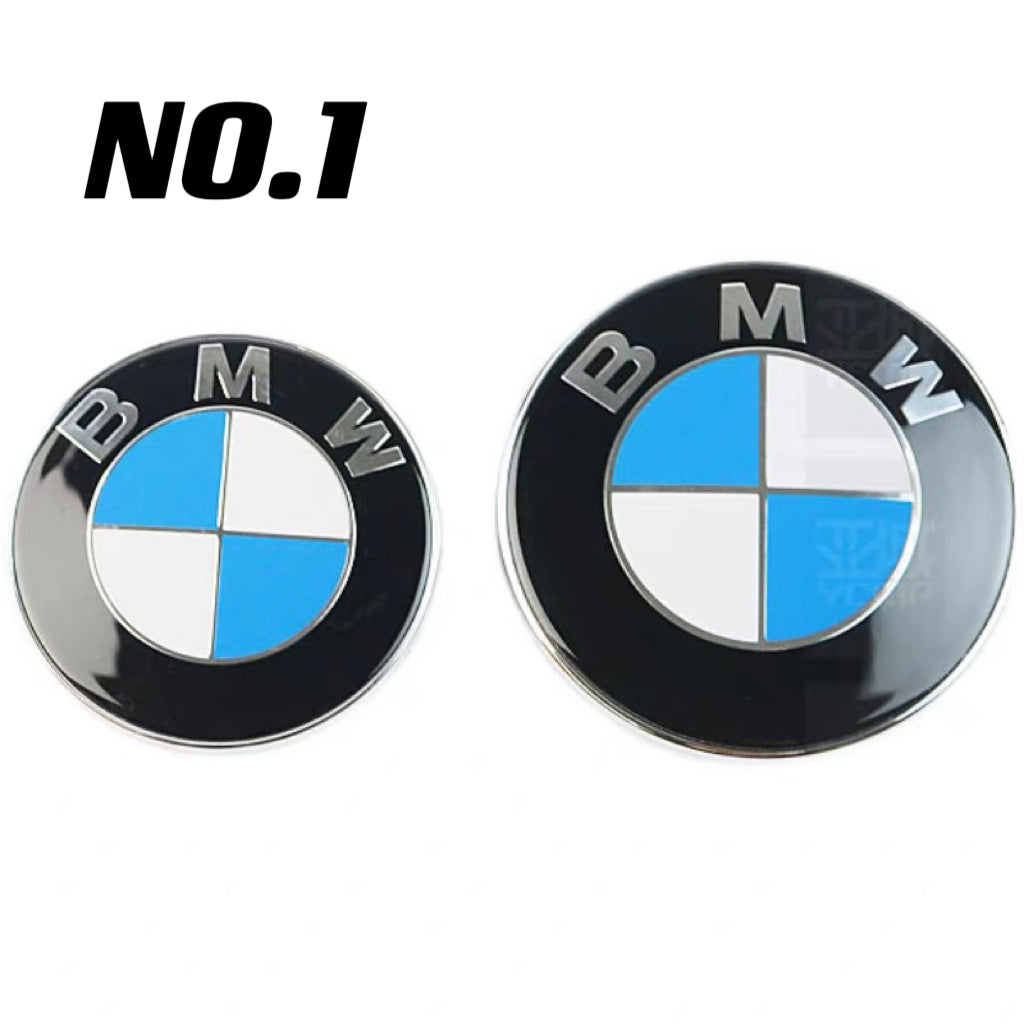 BMW 2PCS Front Hood Rear Trunk Emblem (82mm & 74mm)