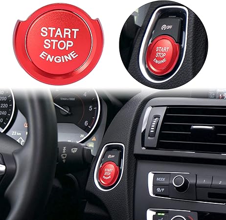 For BMW 1 2 3 4 Series Red Blue Car Engine Start Stop Button Cap w Ring Kit