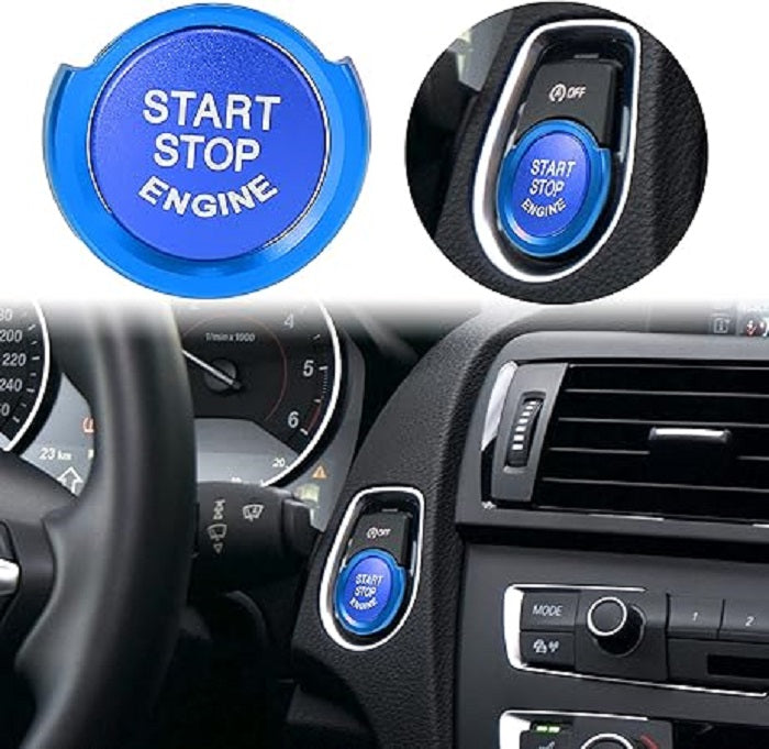 For BMW 1 2 3 4 Series Red Blue Car Engine Start Stop Button Cap w Ring Kit