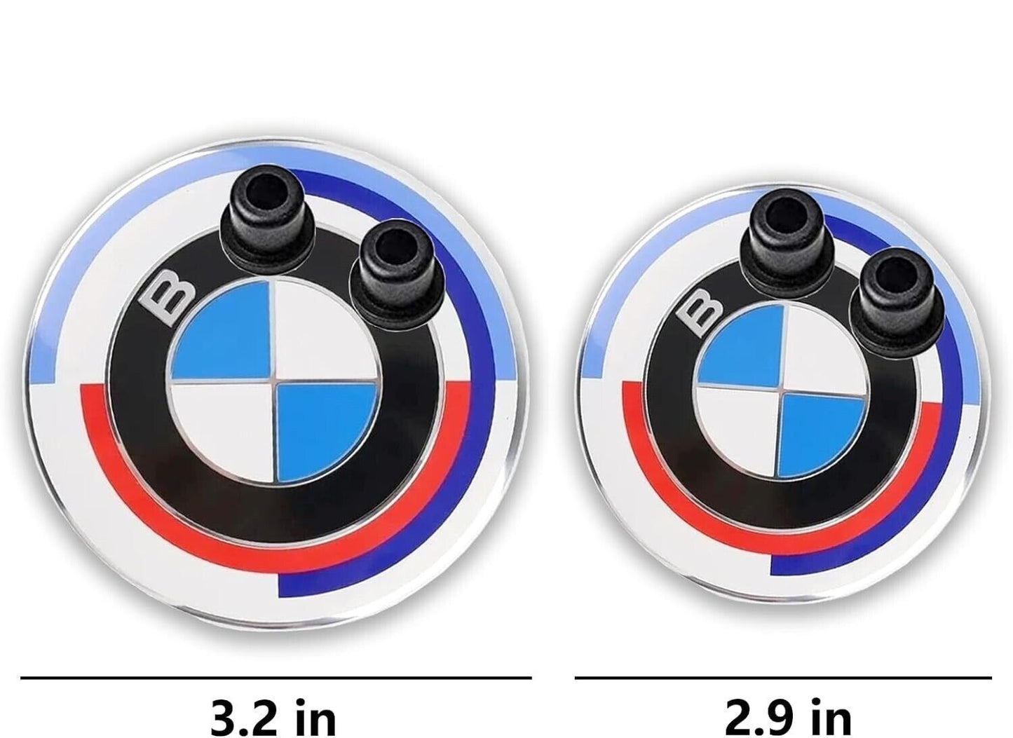 BMW 2PCS Front Hood Rear Trunk Emblem 50ths Anniversary (82mm & 74mm)