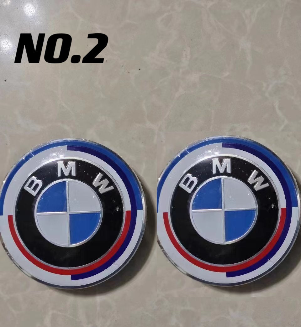 BMW 2PCS Front Hood Rear Trunk Emblem 50th Anniversary (82mm & 82mm)