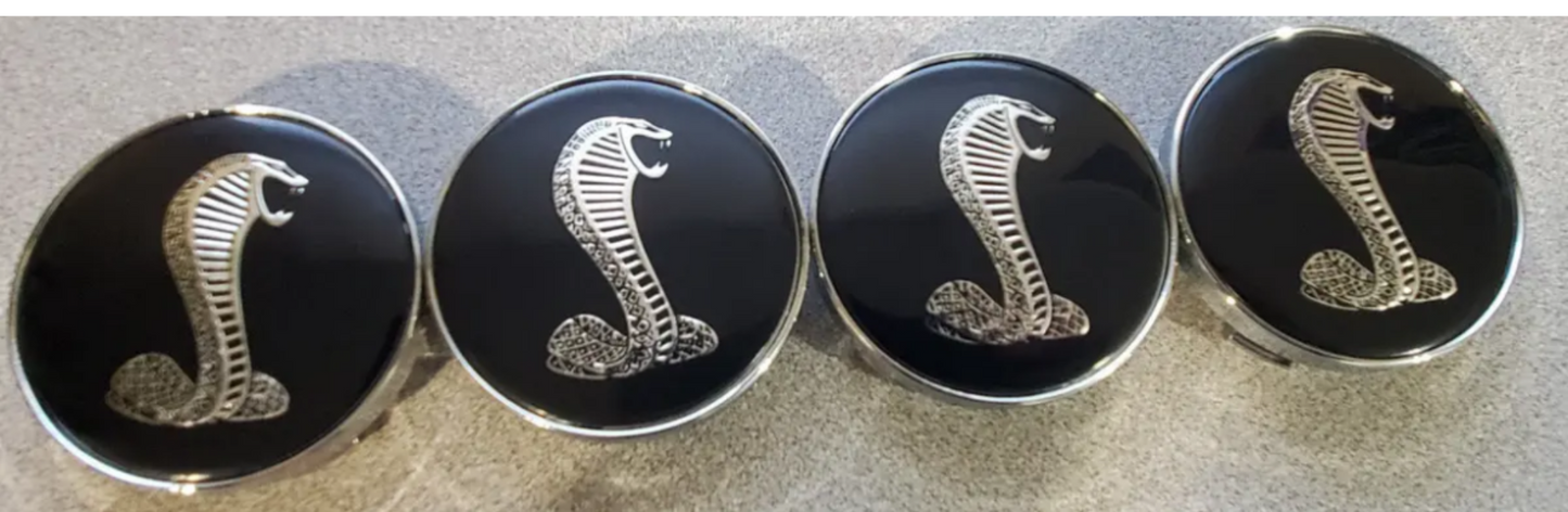 Ford 4PCs Rim Center Hub Wheel Rim Caps Logo Emblem 4x 60mm Mustang Cobra Snake 3D Logo