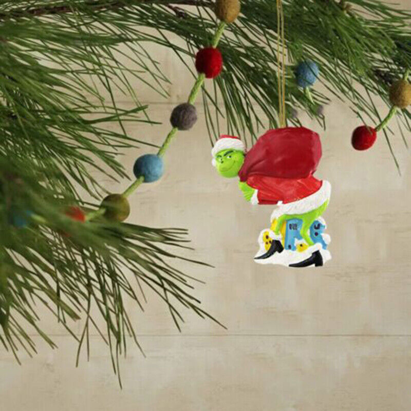 Merry Christmas Grinch Ornaments Xmas Tree Hanging Figure Pendant Home Decoration