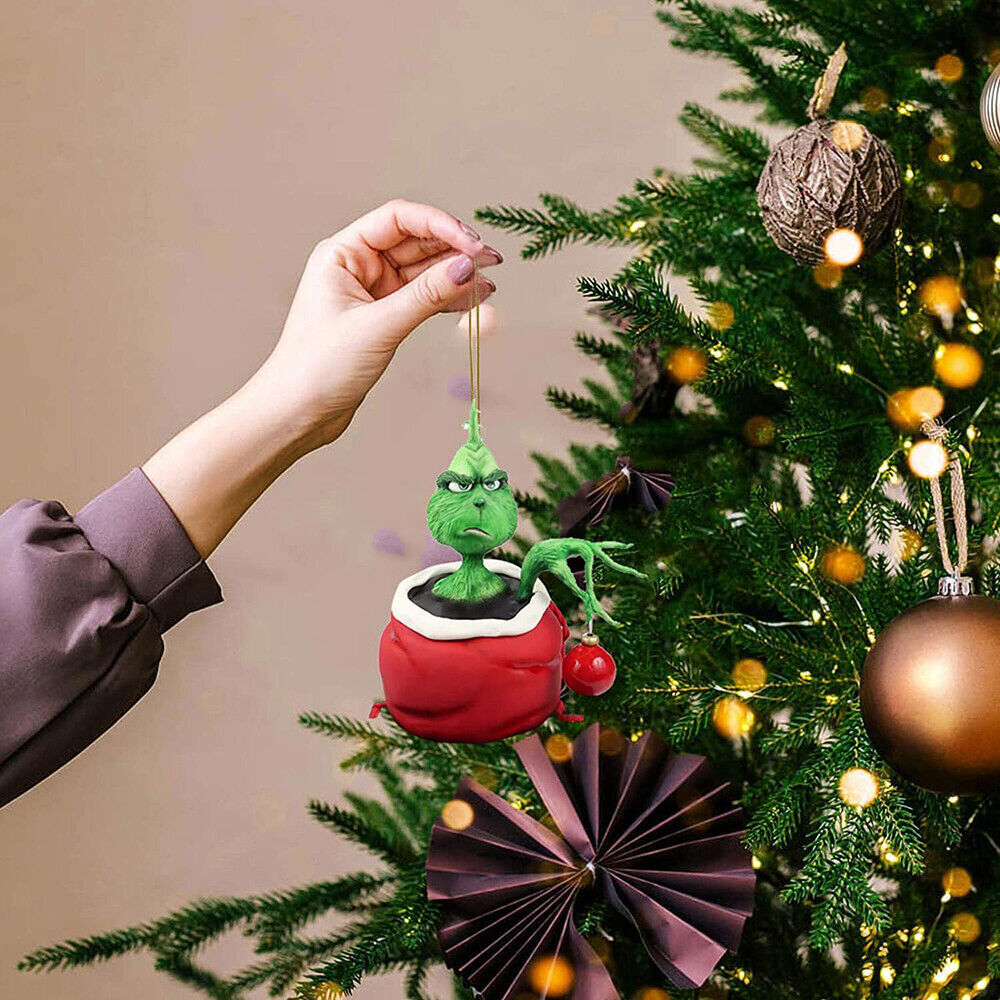 Merry Christmas Grinch Ornaments Xmas Tree Hanging Figure Pendant Home Decoration