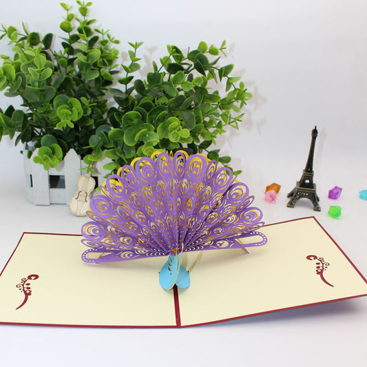 3D Pop Up Greeting Card Peacock Beautiful Holiday Anniversary