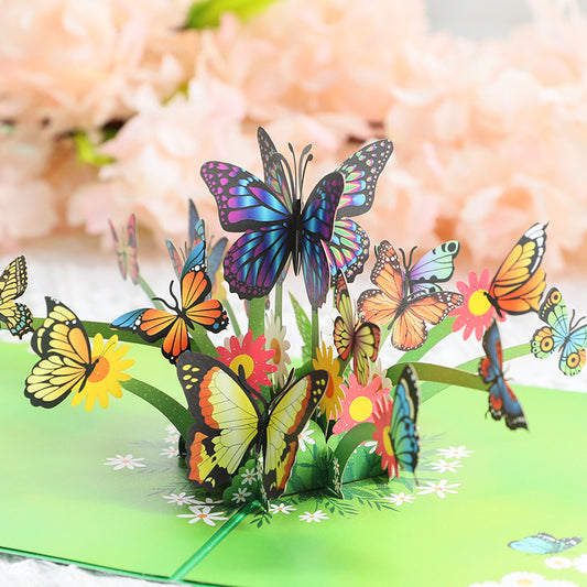 3D Pop Up Greeting Card Flower Floral Butterfly Holiday Anniversary