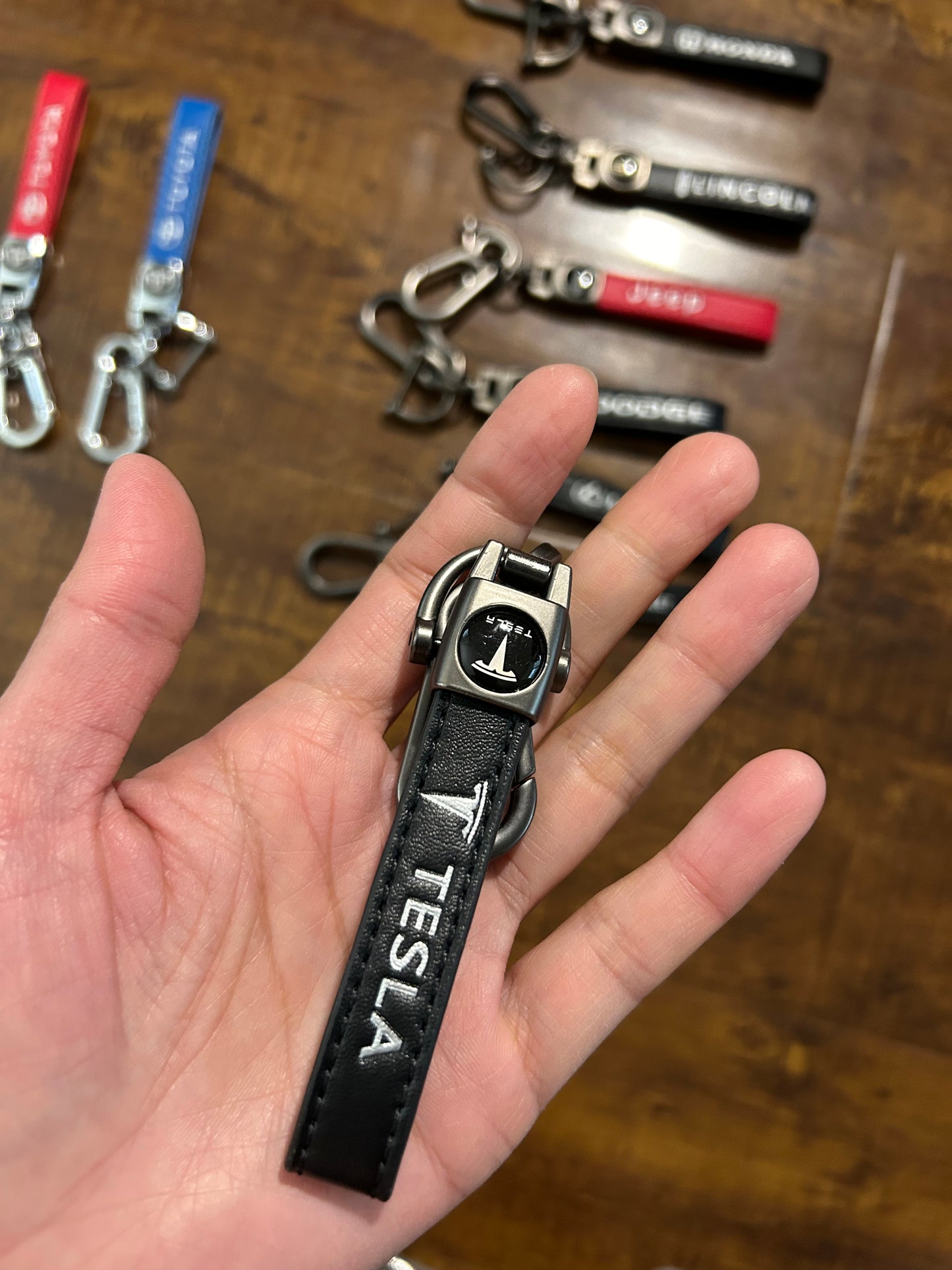 Keychain for Tesla Genuine Leather Made