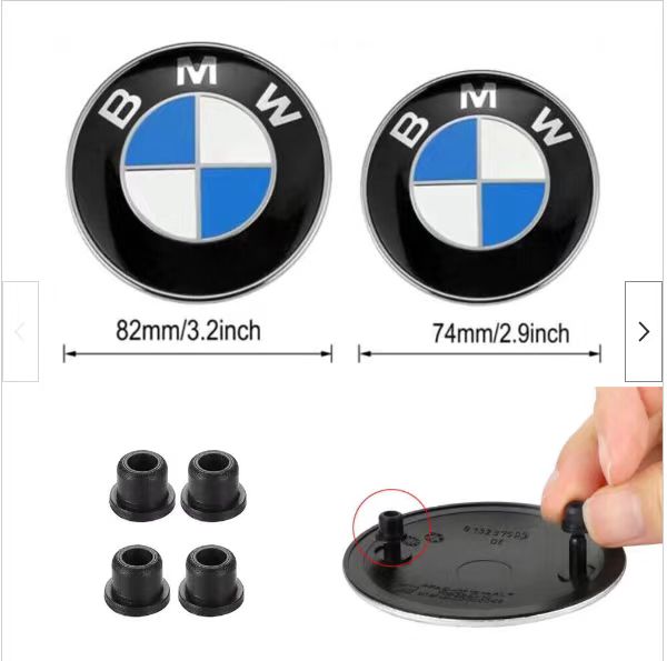 BMW 2PCS Front Hood Rear Trunk Emblem (82mm & 74mm)