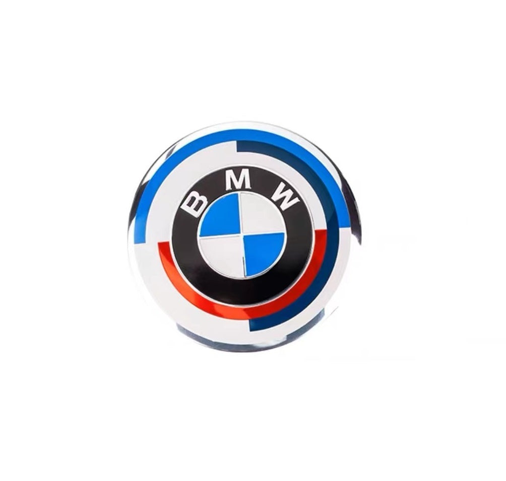 BMW 2PCS Front Hood Rear Trunk Emblem 50ths Anniversary (82mm & 74mm)