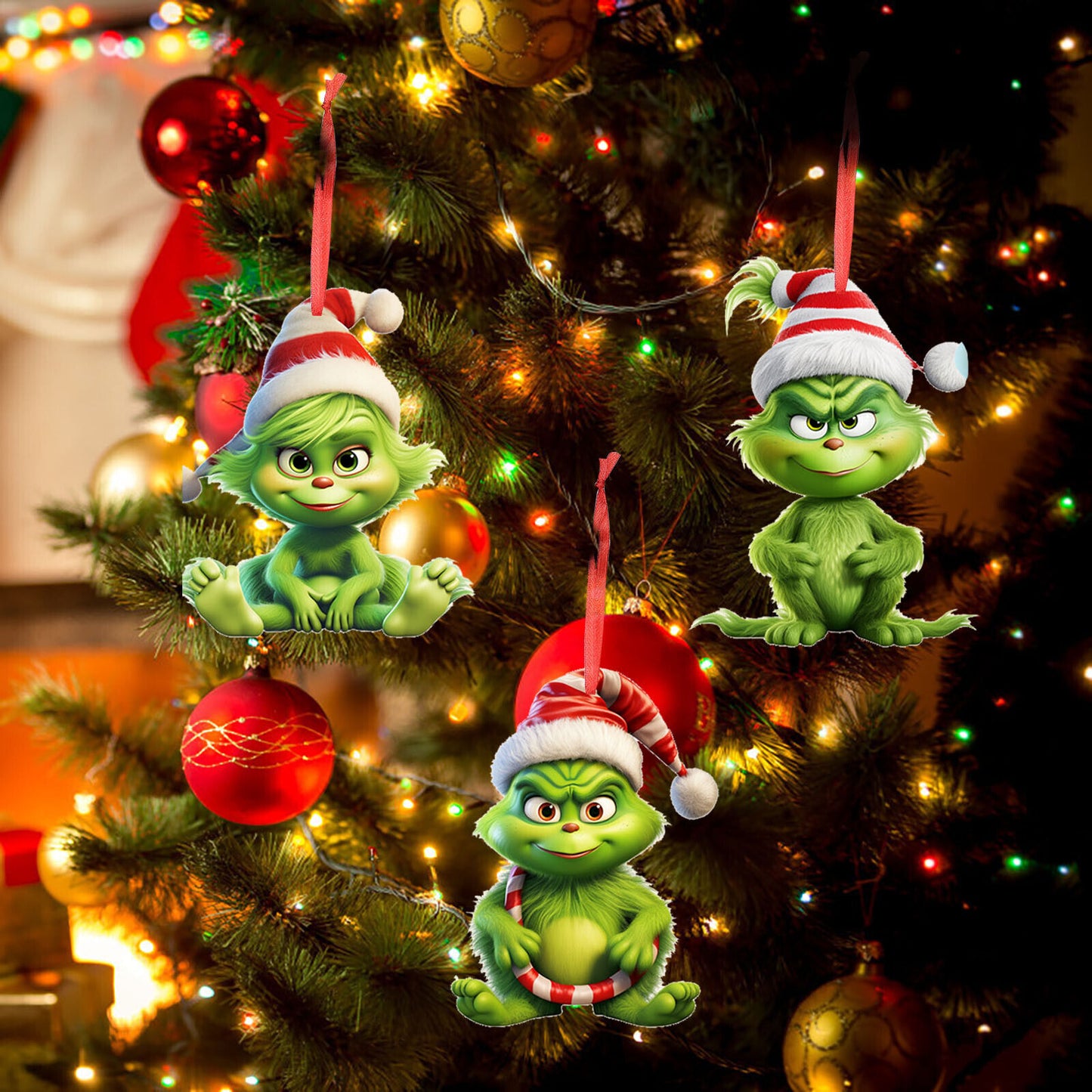 3 inch Christmas Grinch Ornaments Xmas Tree Hanging Decoration Figure Pendant