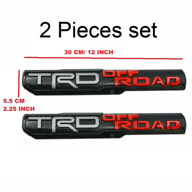 2PCs TRD Off Road Sport Pro Front Door Side Fender Emblem Badge 3D Decal Black Red Logo Nameplate