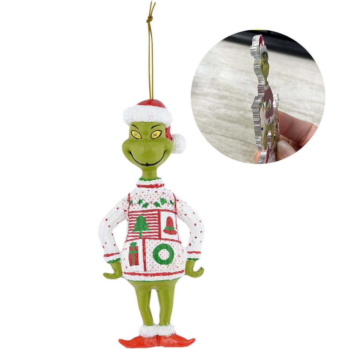 Merry Christmas Grinch Ornaments Xmas Tree Hanging Figure Pendant Home Decoration