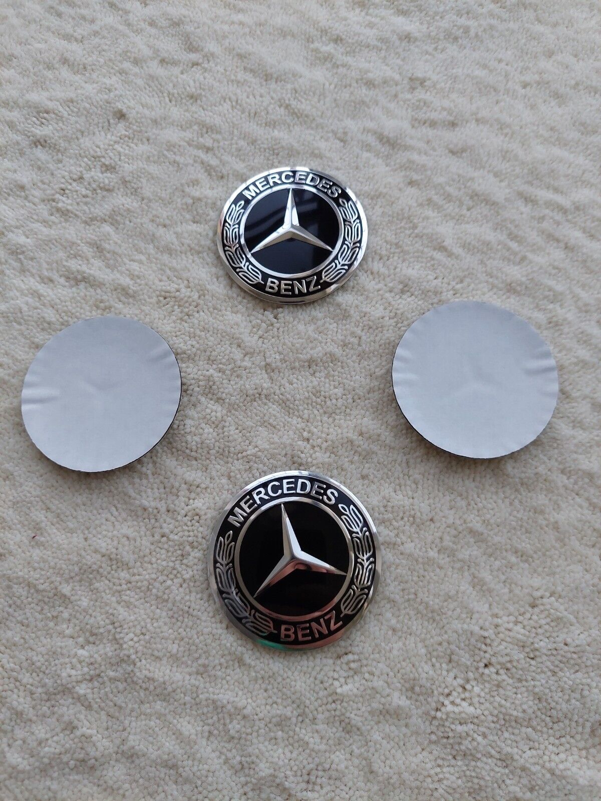 Mercedes Benz 4PC Wheel Center Cap Emblem Decal Sticker Black 56mm 2.2" inch