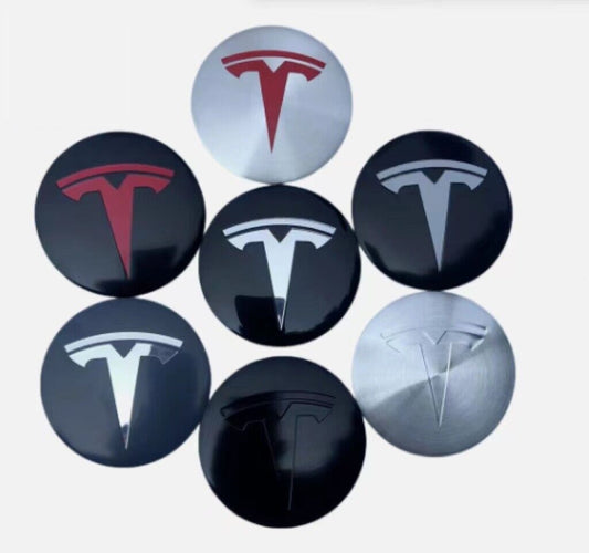 Tesla 4PCs Rim Center Hub Wheel Caps Logo Emblem Sticker Decal 56mm 2.2" inch