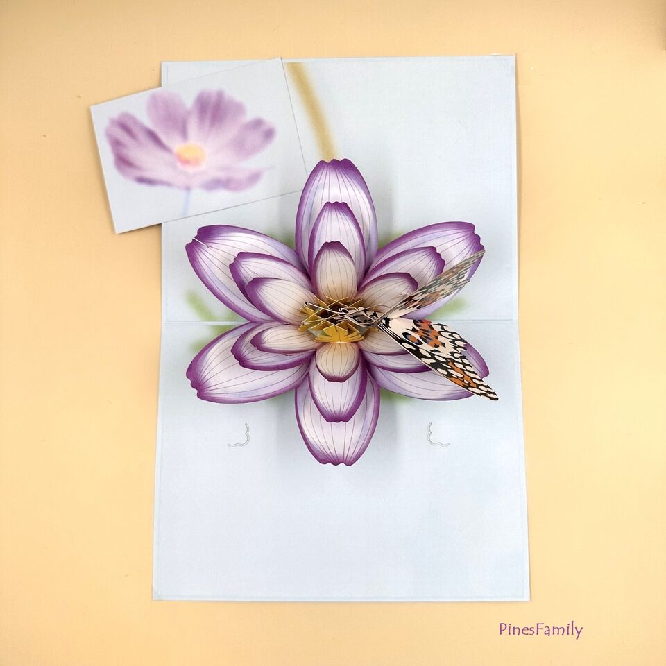 3D Pop Up Greeting Card Flower & Butterfly Holiday Anniversary