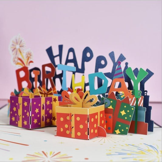 3D Pop Up Greeting Card Happy Birthday Gift Boxes