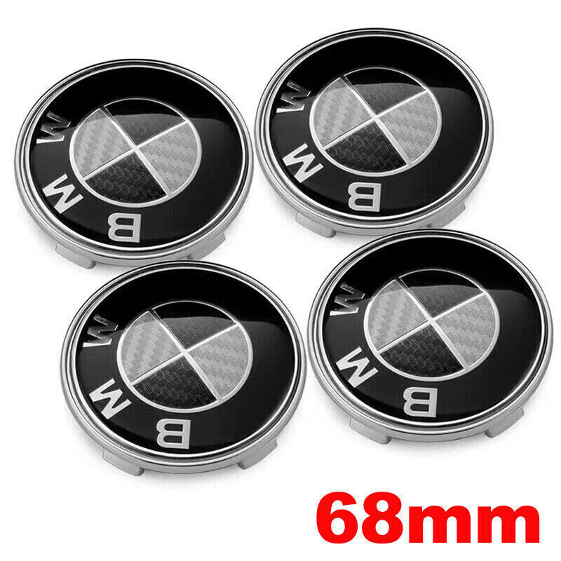 BMW 7PC Carbon fiber Black Hood Truck Wheel Steering Emblem