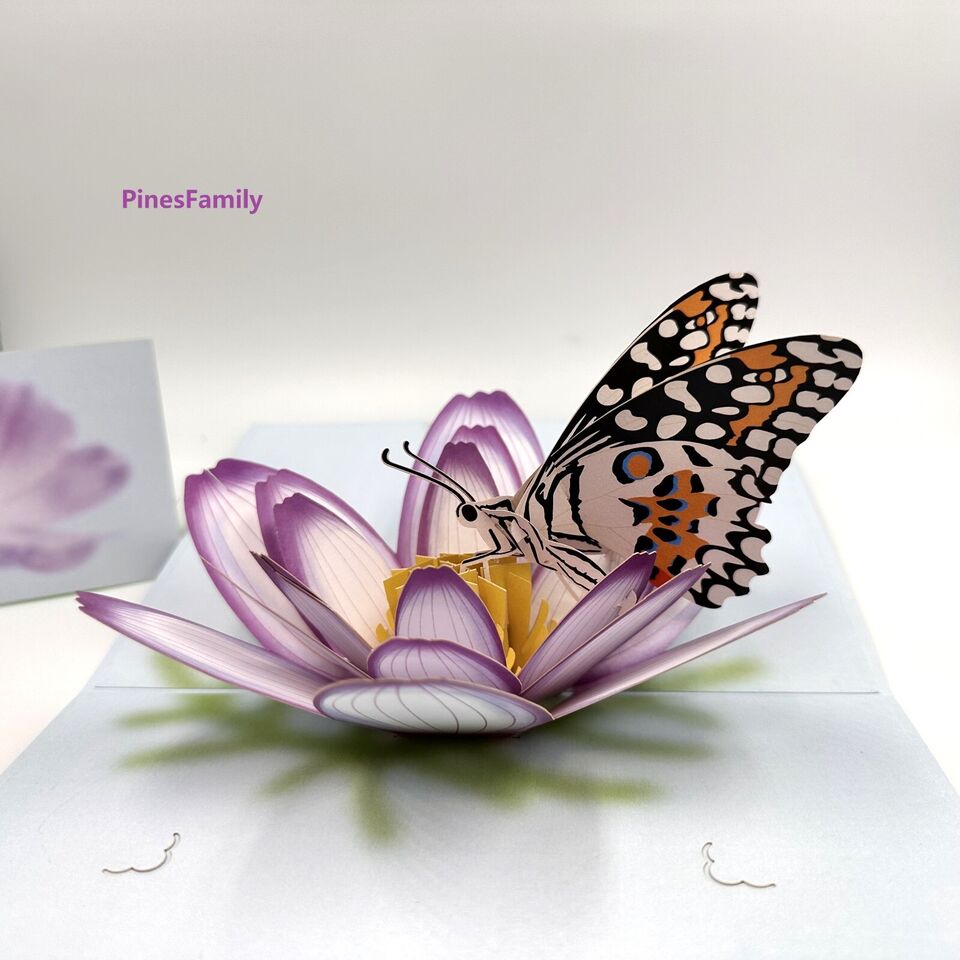 3D Pop Up Greeting Card Flower & Butterfly Holiday Anniversary